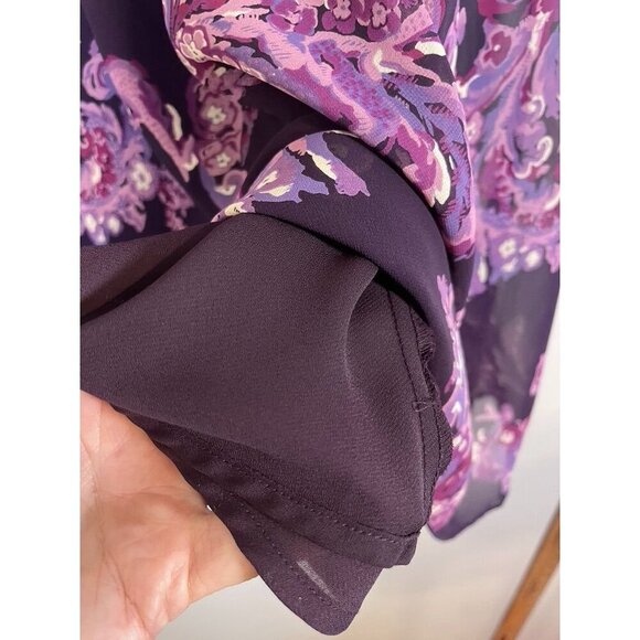 Worthington Floral Midi Skirt 16W Purple Ruffle Boho Western Resort Preppy 80s - Picture 4 of 9